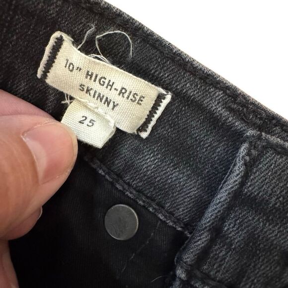Madewell 10” High Rise Skinny Jeans Button Fly Black Raw Hem Size 25 - Picture 3 of 6